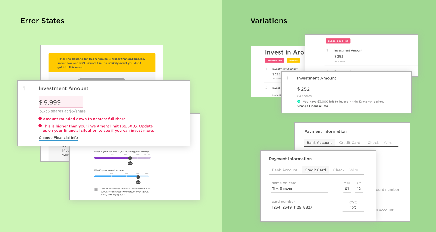 error states and variations